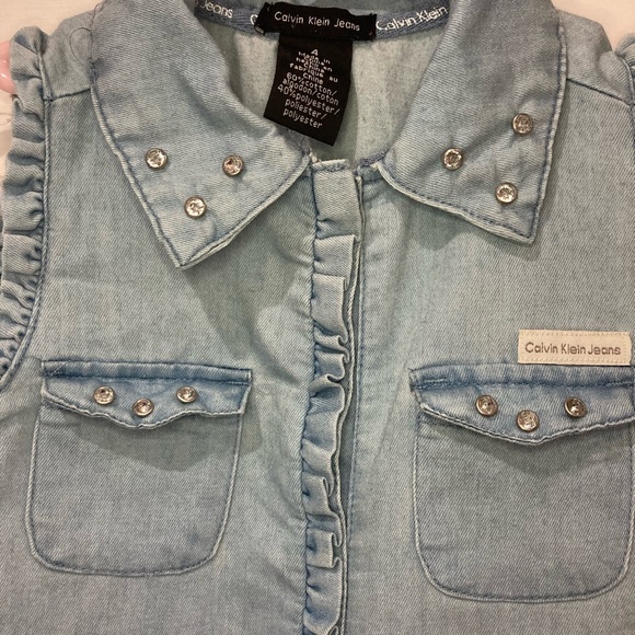 Calvin Klein sleeveless jean dress girl size 4. - Picture 5 of 6